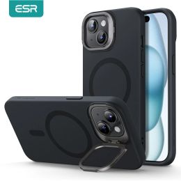 Cas ESR pour iPhone 15 15 Pro Max Cound Soft Magsafe Case pour iPhone 15 Pro Silky Smooth Liquid Silicone Boîte avec la caméra Kickstand