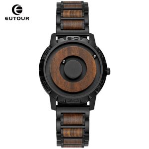 Cas Eutour Original Mode Homme Bois Massif Magnétique Sport Quartz Montre Étanche Bracelet en Bois Massif