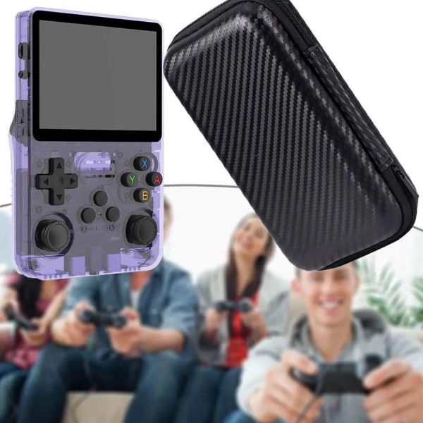 Cas EVA Hard Protective Case pour R35S / R36S Portable Console Console Sac Console de jeu à motifs de fibre de carbone Sac de rangement accessoire de jeu