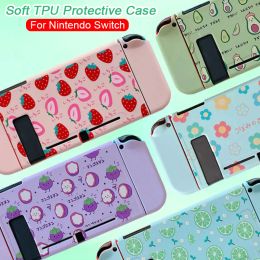 Étui à fleurs de fruits à la mode pour Nintendo Switch NS Joy Con, coque de contrôleur de jeu Kawaii, housse de protection en Silicone souple, accessoires