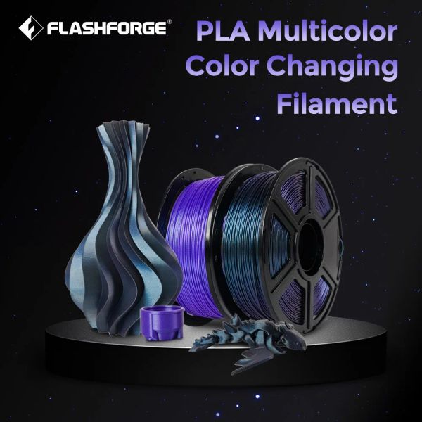 Cas Flashforge PLA Pro Color Changer Filament 1,75 mm 1 kg PLA multicolore pour l'imprimerie 3D Pen Burnt Titanium / Nebula Purple