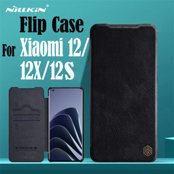Cas Flip Case pour Xiaomi Mi 12 12x Nillkin Qin en cuir Case Carte Pocket Pocket Book Caxe Flip Cover pour les sacs téléphoniques Xiaomi Mi 12s