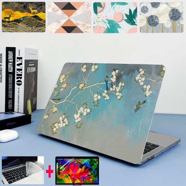 Cas Floral Ordorpop Case pour MacBook Air 13.3 Case M2 2023 Pro 14 16 A2779 A2780 Air Pro M1 13 A2681 A2338 A2179 Case imprimée pour ordinateur portable