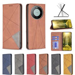 hoesjes voor Google Pixel 8 7 7A Huawei Mate 60 Pro Honor 90 5G Lite Samsung M34 5G S23 FE Geometrie lederen portemonnee verticale hybride sluiting hybride flip cover zuigmagneet etui