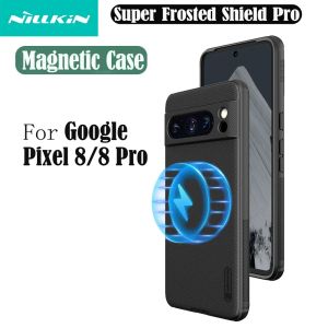 Cas pour Google Pixel 8 Pro Magsafe Case Nillkin Grosted Shield Pro Magnetic Case Wireless Charge TPU PC Back Couverture pour Google Pixel8