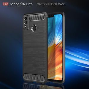 Estuches para Huawei Honor 30 9X Lite Estuches híbridos de fibra de carbono cepillado de silicona a prueba de golpes para Honor X10 MAX Play 4T 20 Pro Y8S 20S 30S