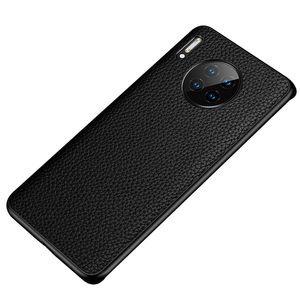 Cas pour Huawei Mate 30 Pro Véritable Housse en cuir véritable pour Huawei Mate 30 Mate30 Couvercle de téléphone Housing avec motif de litige