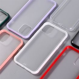 Étuis pour iphone 11 XS XR 8 7 Plus coque de téléphone transparente en acrylique double couleur Anti-chute 2 en 1 coque arrière rigide