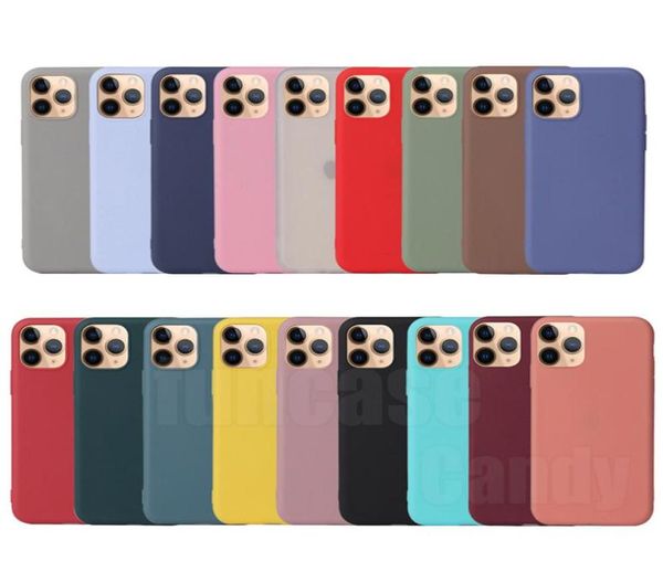 Fundas para iPhone 14 Pro Max 13 Mini 12 11 XS XR X 8 7 Plus SE Candy Color Ultra Slim Matte Frosted Soft TPU Gel Silicona Caucho Co5929792