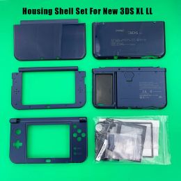 Gevallen voor Nintendo Nieuwe 3DS XL LL LL Console FacePlate Blue Bottom Middle Shell behuizing Volledige set met knoppen Schroefvervangingskoffer Cover