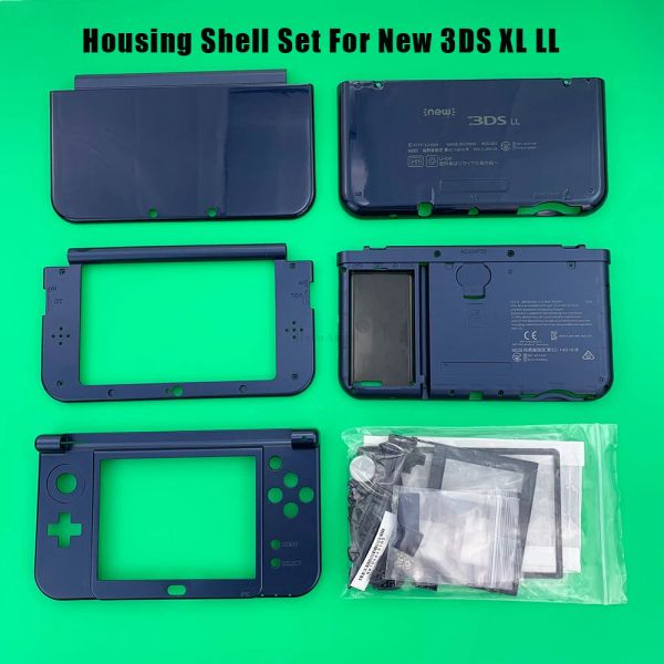 Cas pour Nintendo New 3DS XL LL Console FasPlate Bleu Bas Bottom Shell Booting Full Set avec des boutons Remplacement de la vis de la vis