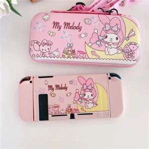 Cas pour Nintendo Switch Case Rangement Sac Cartoon My Melody Soft TPU Protective Case NS Joycon Contrôleur Coupure de capuchon de poignée de bâton de pouce