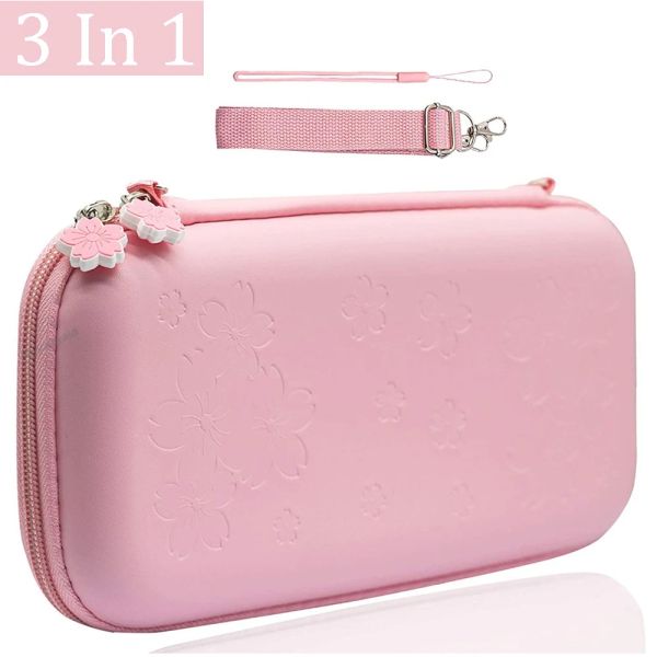 Caisses pour ns Pink Sakura Flower Shell Portable Bolt Port Boot pour commutateur OLED PU Imperping Pouch Pouch Boot Board de rangement pour l'interrupteur Nintend