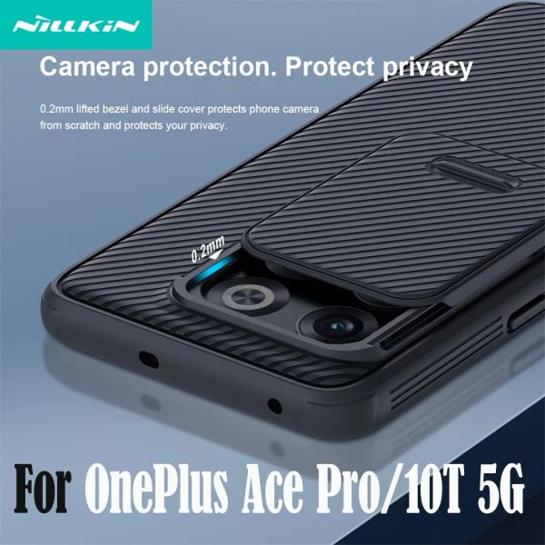 Cas pour OnePlus 10T Case Nillkin Camshield Pro Slide Camera Cover Lens Protection pour une couverture arrière plus 10T 5T pour OnePlus Ace Pro