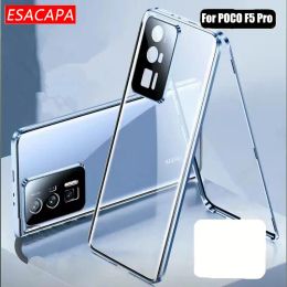 Gevallen voor POCO F5 Pro 5G Case Tempered Glass Harde deksel voor Xiaomi Poco F5 F5Pro Magnetic Metal Frame Lens Bescherming Telefoonhoes