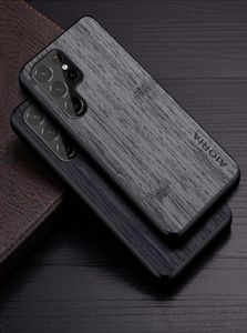 Cas pour Samsung Galaxy S23 Ultra plus 5G Funda Bamboo Wood Pattern cuir Cover 6957179
