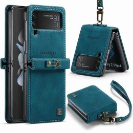 Cas pour Samsung Galaxy Z Flip 4 Case de portefeuille en cuir PU Luxury Pu pour Samsung Zflip4 W23 Flip Phone Sacs Case avec support de carte