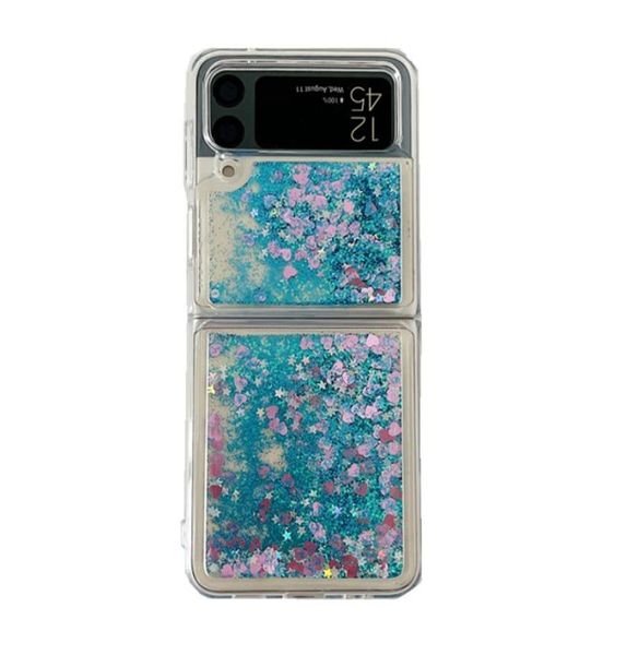 Étuis pour Samsung Galaxy Z Flip 4 Flip3 Huawei P50 Pocket Glitter Paillettes Liquide Quicksand Bling Star Love Clear TPU Antichoc Co6798117