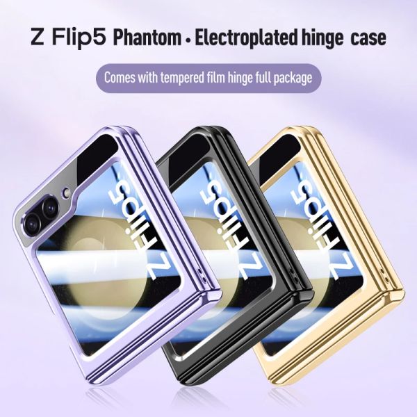 Cas pour Samsung Galaxy Z Flip 5 CASE CASE ÉLECTROPLÉ CHARTE PLONDING TRANSPARET AVEC FILM MIRROR COUVRON HARD APPORT