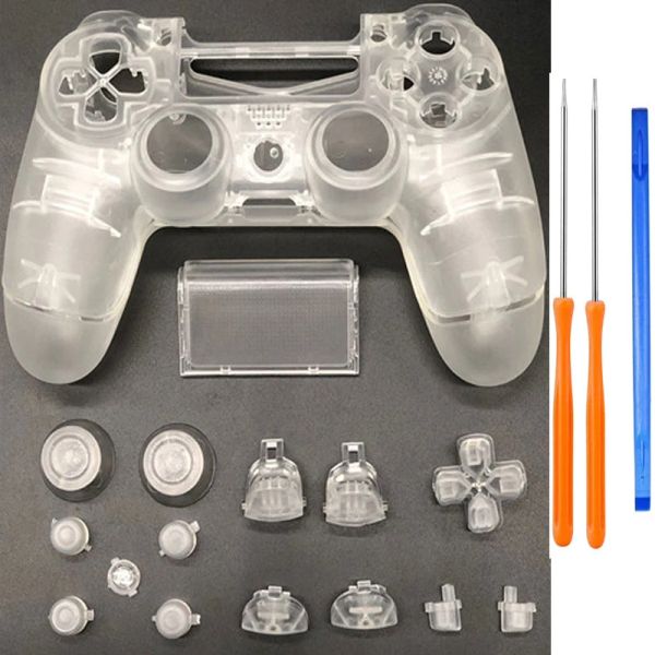 Cas pour Sony PS4 Pro JDS040 JDM 040 Contrôleur Transparent Back Backing Shelg Clai Clever Couverture FinPlate R1 L1 R2 L2 Boutons