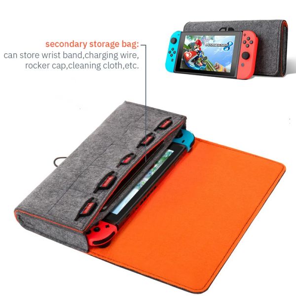 Cas pour Switch Felt Storage Sac Console Console Couvre de protection Multifinection Multifinection Game Carte de charge Câble Câble pour Nintendo Switch