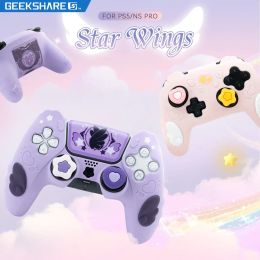 Cas Geekshare Star Wings Protective Cover Skin pour Playstation 5 / NS Pro Controller avec 2 poignées de pouce et 1 autocollant