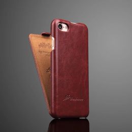 Cases Echte lederen verticale flip -cover case voor Apple iPhone 15 6 7 14 11 12 13 Pro Max XS XR Luxury Fundas Gratis schermbeschermer