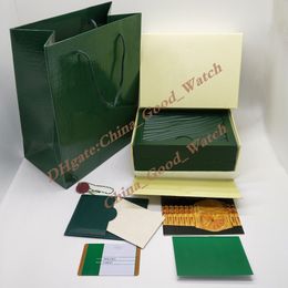 Estuches buena fábrica Caja de reloj Verde oscuro Caja de relojes Estuche de regalo Folleto Tarjetas Etiquetas y papeles para 116610 116610 116710 126610 126670 Uso en cajas de relojes de pulsera en inglés