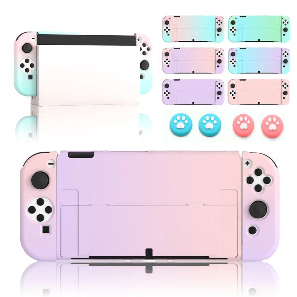 Étuis coque de protection dégradé pour Nintendo Switch OLED PC couverture rigide avec poignées de pouce commutateur Dockable accessoires OLED