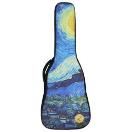 Caisses Bagure de boîtier de guitare 36 40 41 pouces Van Gogh Starry Night Interactive Animation Sac à dos épaissir les accessoires de guitare Gig Gig