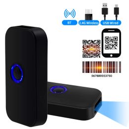 Cas portables 3in1 Barcode Scanner 1D / 2D / QR Code de barre de barre Prise en charge de Bluetooth /2.4g Wireless / USB Connexion câblée pour supermarché