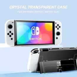 Casos Case transparente de PC dura para Nintendo Switch Consola OLED Game Controlador Controlador Carril de manga de protección CRISTAL