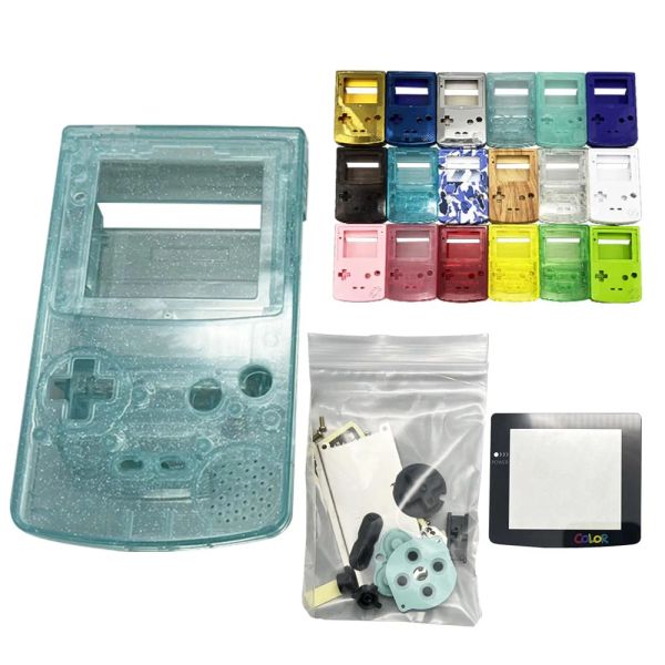 Cas Coquille de haute qualité pour Gameboy Couleur avec Button en verre Sticker Sticker Conductor Rubber Compatible avec IPS et Écran d'origine