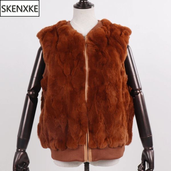 Cas Offre Spéciale Automne Hiver Femmes Réel Rex Fourrure De Lapin Gilet Naturel Doux Rex Fourrure De Lapin Gilet Dame De Mode Chaud Réel Fourrure Gilet