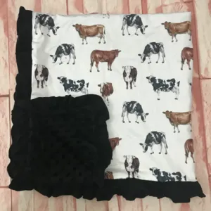 Casos Venta en caliente RTS Juego de ropa de cama occidental para niños Patrón de vaca de algodón transpirable Manta estampada al por mayor