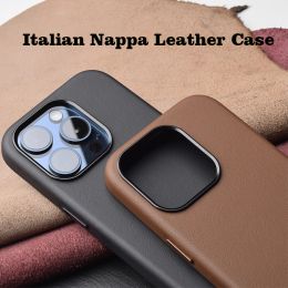 COSEMENTS Étui en cuir nappa italien pour iPhone 15 Pro Max Luxury Real Skin Phone Back Couverture pour Apple iPhone 15 Pro fait à la main