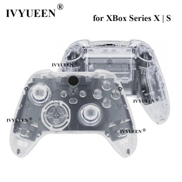 Cas Ivyueen Clear Rehanding Boîtier Shell pour Xbox Series X S Contrôleur Transparent couverture Fasplate RB LB RT LT Boutons Mod