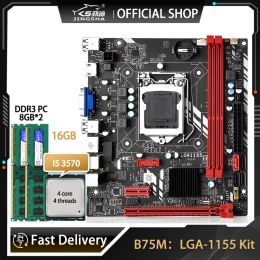 Cas Jingsha B75 1155 Kit de jeu de la carte mère Soct PC avec Intel i5 3570 2 * 8 Go DDR3 Plate Placa Mae LGA 1155 avec processeur et mémor