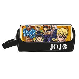 Gevallen JoJo's Bizarre Adventure Giogio Large Pencil Bag School Stationery opslag Anime Organizer voor Cosmetics Nylon Makeup Coin Pouch