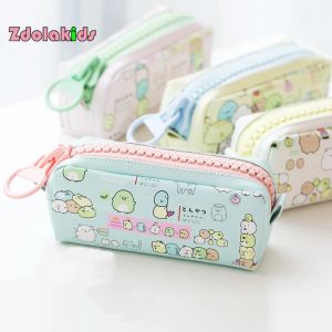 Casos Kawaii Big Zipper PU Cuero Estuches Caja de lápiz de lápiz Papencery Bolsa de almacenamiento Material de la caja de la oficina Escolar suministro de oficina escolar