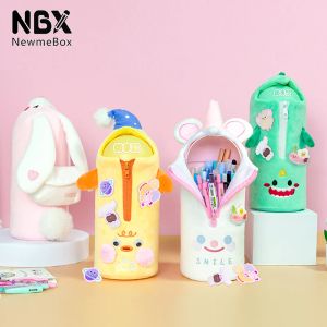 Gevallen Kawaii Plush kinderpotloodkast Student Koreaanse grote capaciteit briefpapier tas creatieve dinosaurus potloodcase schattige penzakdoos