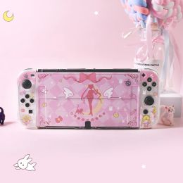 Cases Kawaii Protective Case for Nintendo Switch OLED Game Console Accessories Pink Cartoon Hard Case For Nintendo Switch OLED Shell
