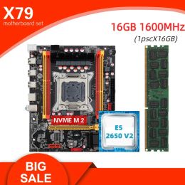 Cas Kllisre X79 Kit de carte mère LGA 2011 Combos Xeon E5 2650 V2 CPU 1PCS X 16 Go Memory DDR3 1600 ECC RAM