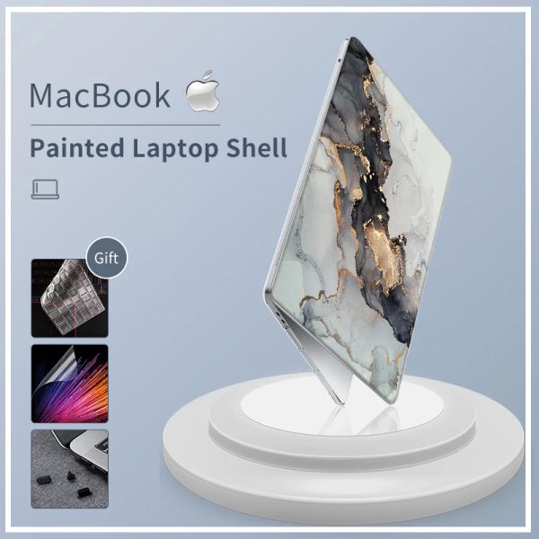 Cas pour ordinateur portable pour MacBook Air Pro 11 13 15 16 Sleeve d'ordinateur portable de couverture dure en marbre pour MacBook Air 13 M1 A2337 A2179 A1466 A2289 A2338