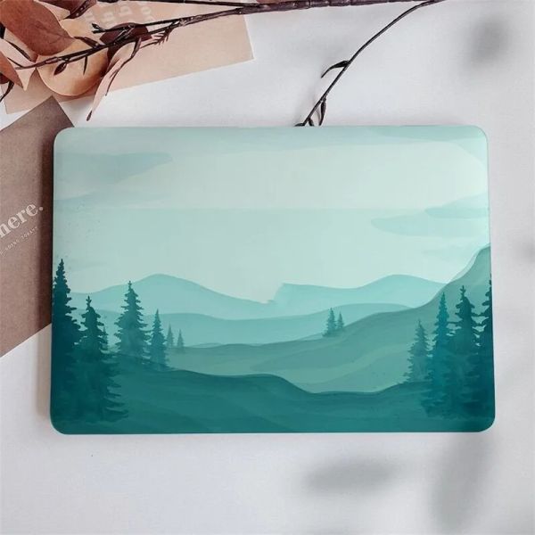 Cas Case d'ordinateur portable pour MacBook Air Pro 12 13 14 pouces 2020 2021 2022 M2 M1 Touch Bar A1466 A1502 A2442 Couverture de montagne aquarelle 2019