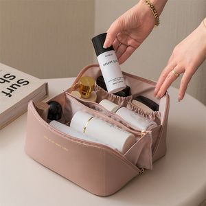 Estuches Bolsa de cosméticos de viaje grande para mujer Organizador de maquillaje de cuero Bolsas de aseo femeninas Estuche de cosméticos de alta capacidad Estuche de almacenamiento 221205