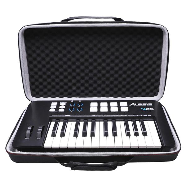 Cases Ltgem Estuche Eva para controlador de teclado midi USB Alesis V25 Ii con 25 teclas sensibles a la velocidad, estuche de almacenamiento para instrumentos musicales