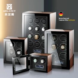 Caisses Luxury Automatic Watch Winder Boîte sûre avec écran tactile LCD à moteur Mabuchi et Boîtes d'accessoires de montre en bois Télécommande