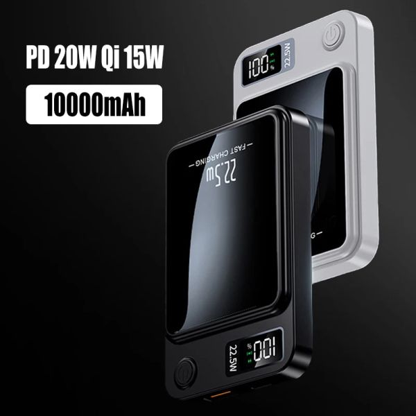 Cas Macsafe Powerbank Auxiliaire externe Batterie à banc de puissance magnétique mince QC3.0 15W Charge sans fil pour iPhone 12 13 14 Pro Max Mini