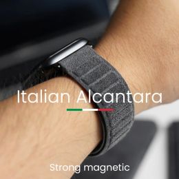Étuis bracelet magnétique en Alcantara pour bracelet de montre Apple 45mm 44mm 41mm 49mm accessoires de montre intelligente en cuir suédé pour Iwatch 8 7 6 5 Se